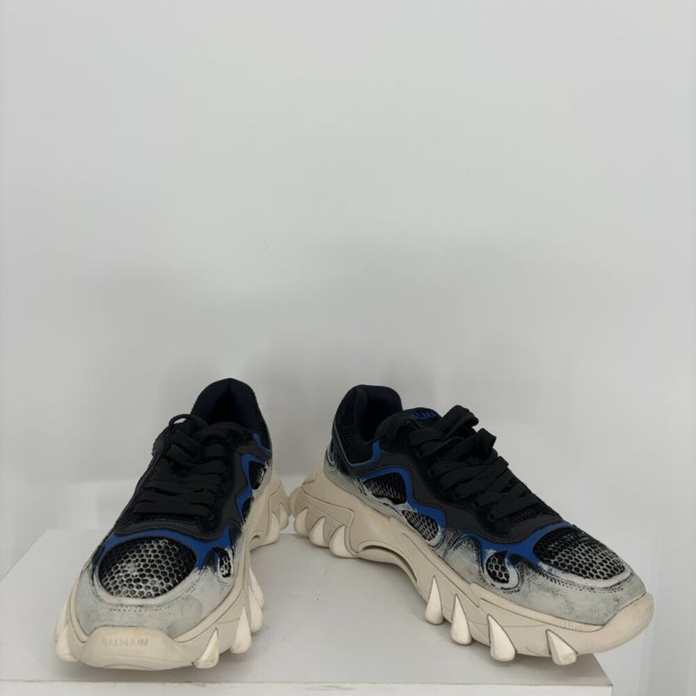 Balmain East Blue White Painted Sneakers